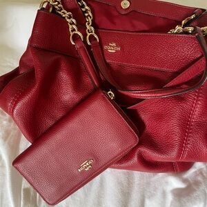 Coach Red Leather Women's Bag